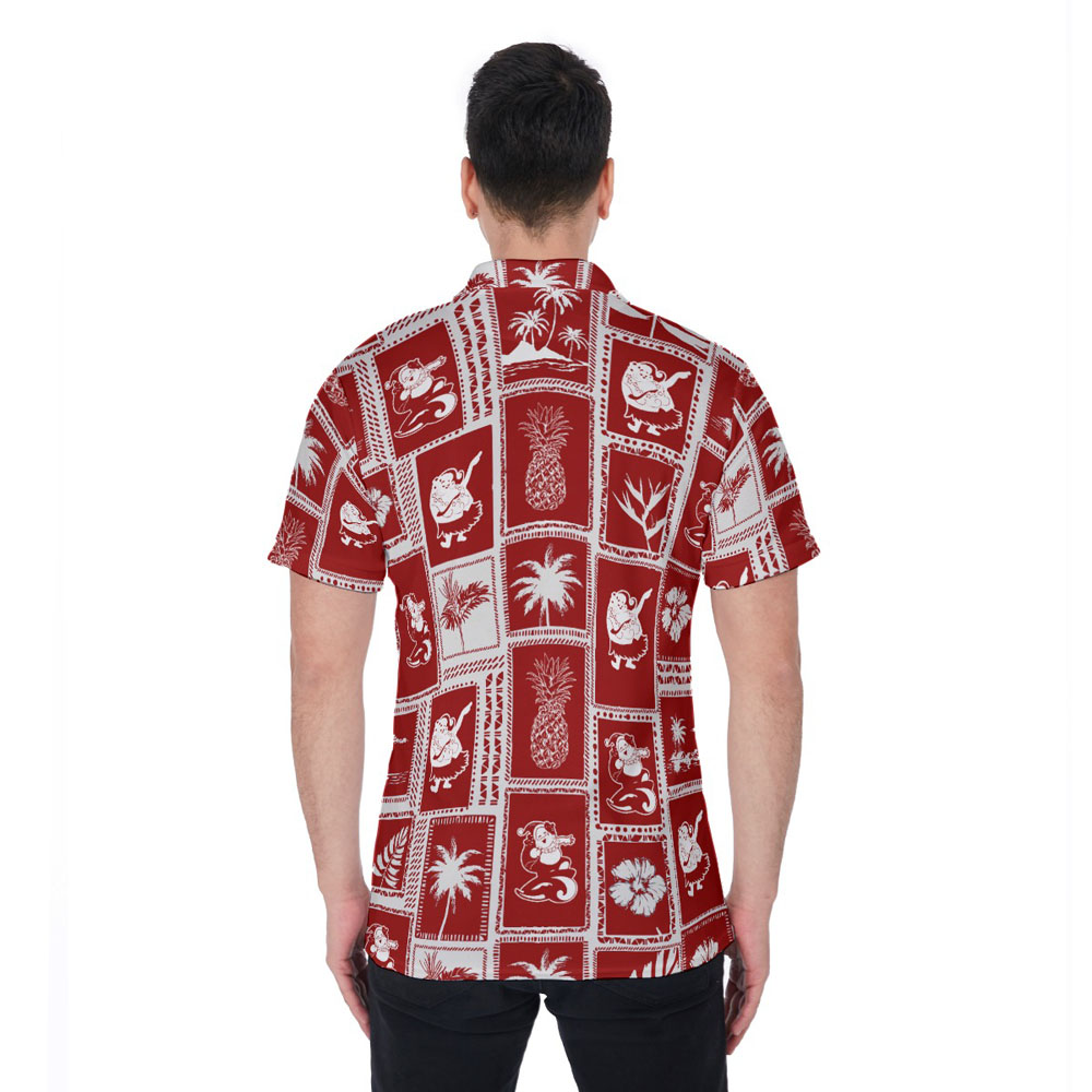 Vintage Santa Claus Christmas Hawaiian Polo Golf Shirt