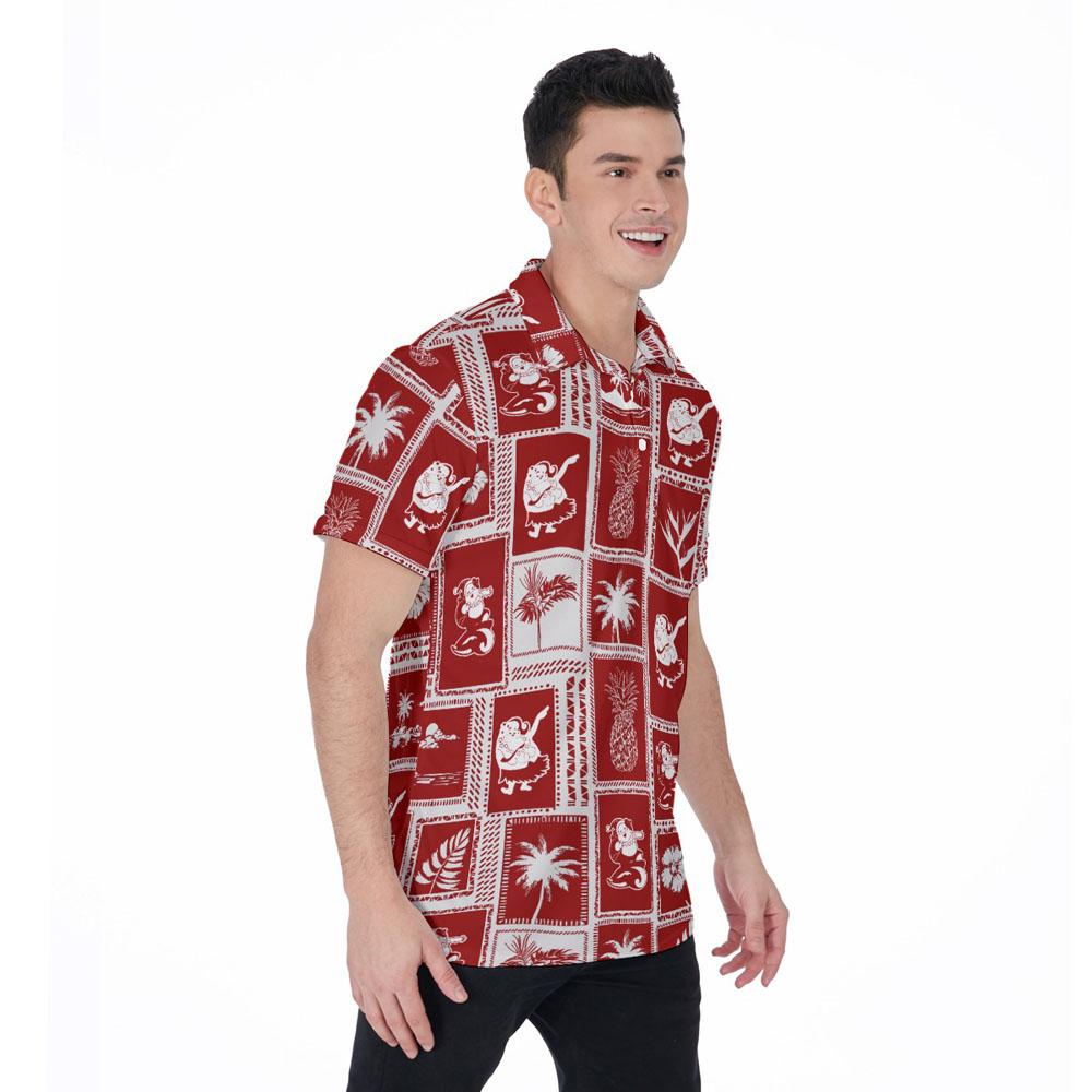 Vintage Santa Claus Christmas Hawaiian Polo Golf Shirt