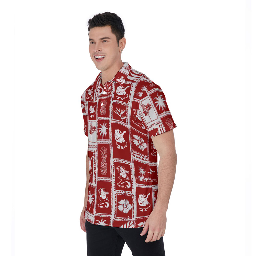 Vintage Santa Claus Christmas Hawaiian Polo Golf Shirt