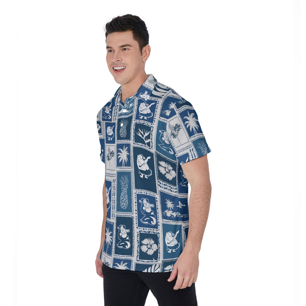 Mele Kalikimaka Vintage Santa Claus Navy Hawaiian Polo Shirt