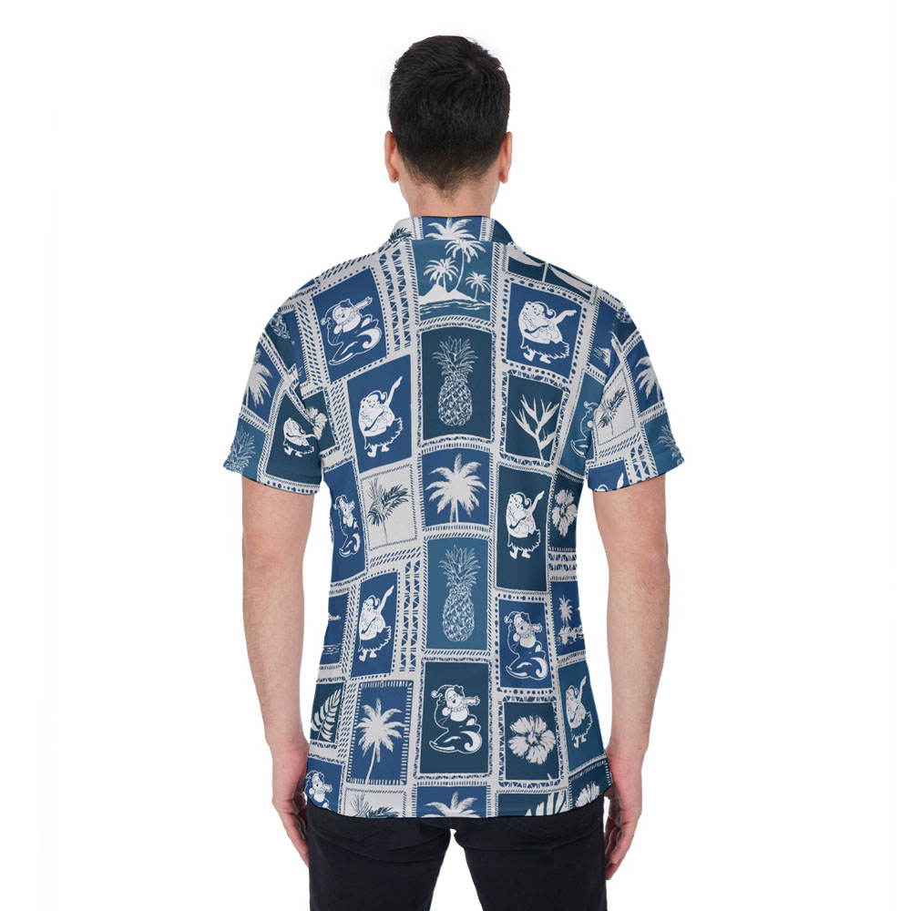 Mele Kalikimaka Vintage Santa Claus Navy Hawaiian Polo Shirt