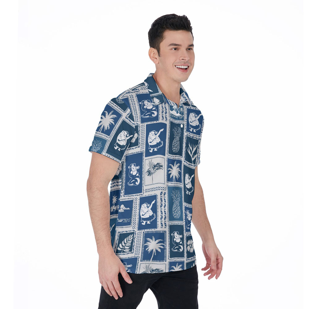 Mele Kalikimaka Vintage Santa Claus Navy Hawaiian Polo Shirt