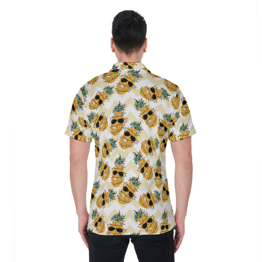 Funny Christmas Pineapple Yellow Vintage Hawaiian Polo Shirt