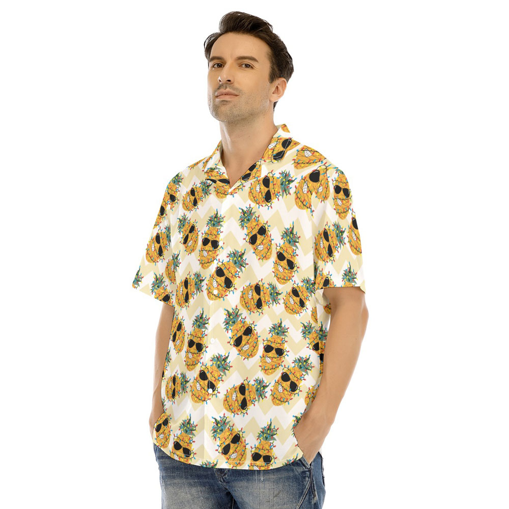 Mele Kalikimaka Pineapple Yellow Hawaiian Shirt