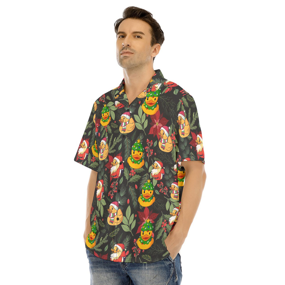 Christmas Rubber Duck Floral Hawaiian Shirt