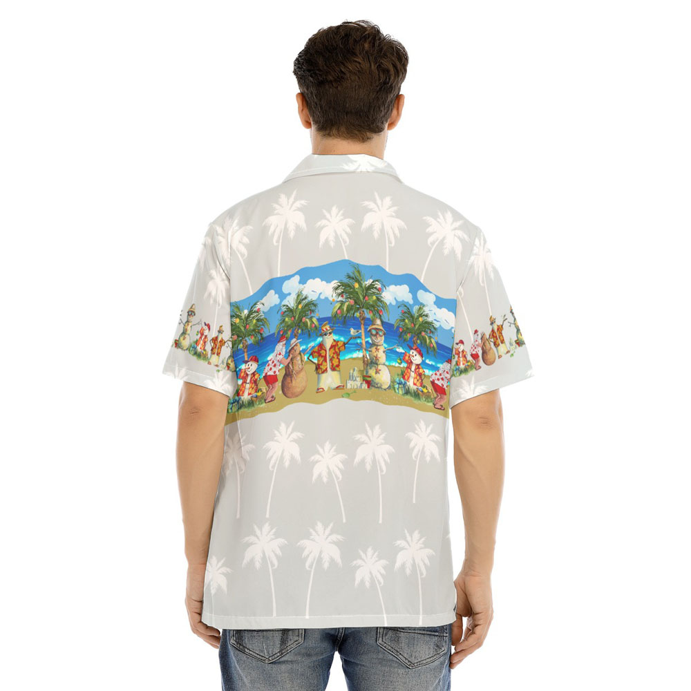 Funny Christmas Snowman Summer Hawaiian Beach Shirt