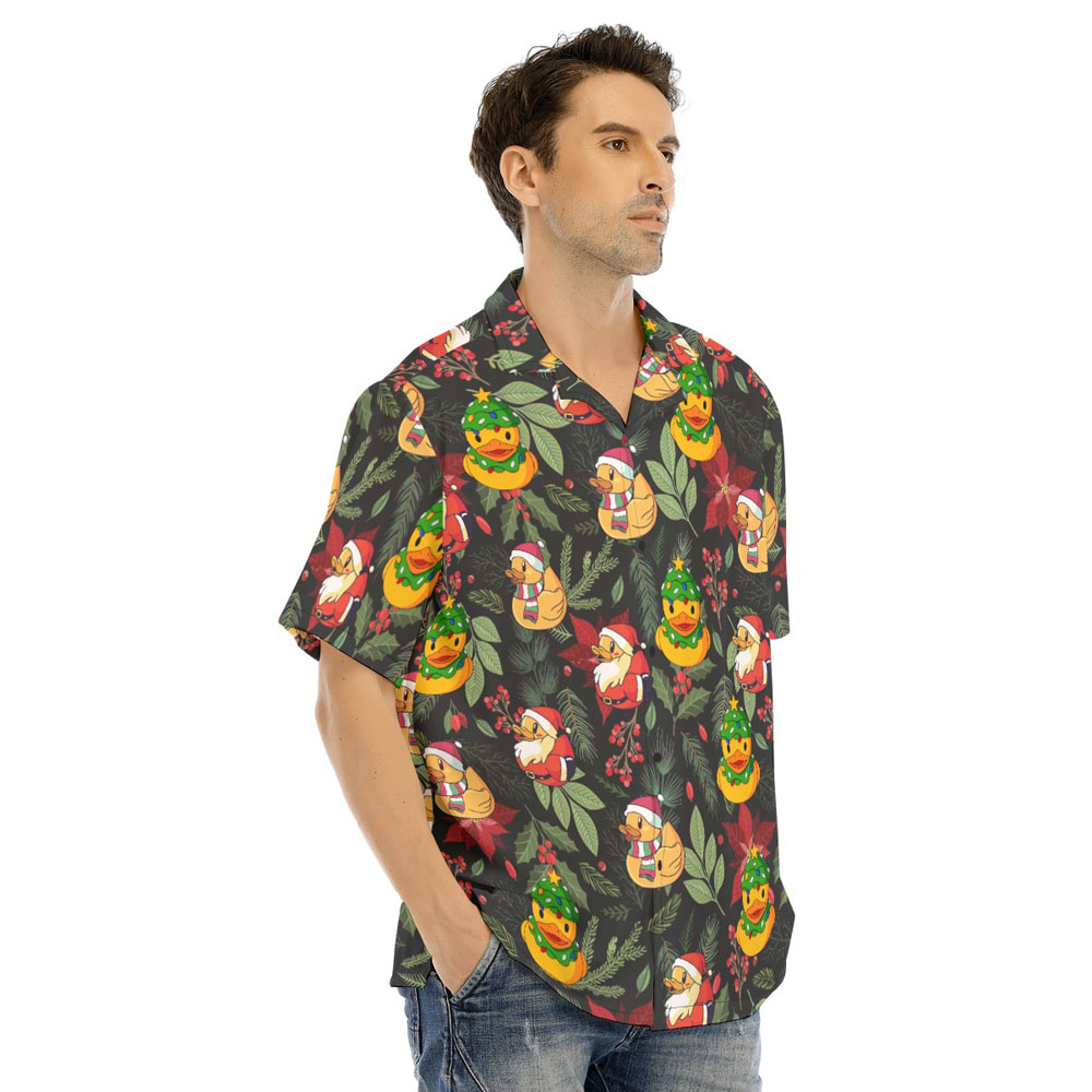 Christmas Rubber Duck Floral Hawaiian Shirt
