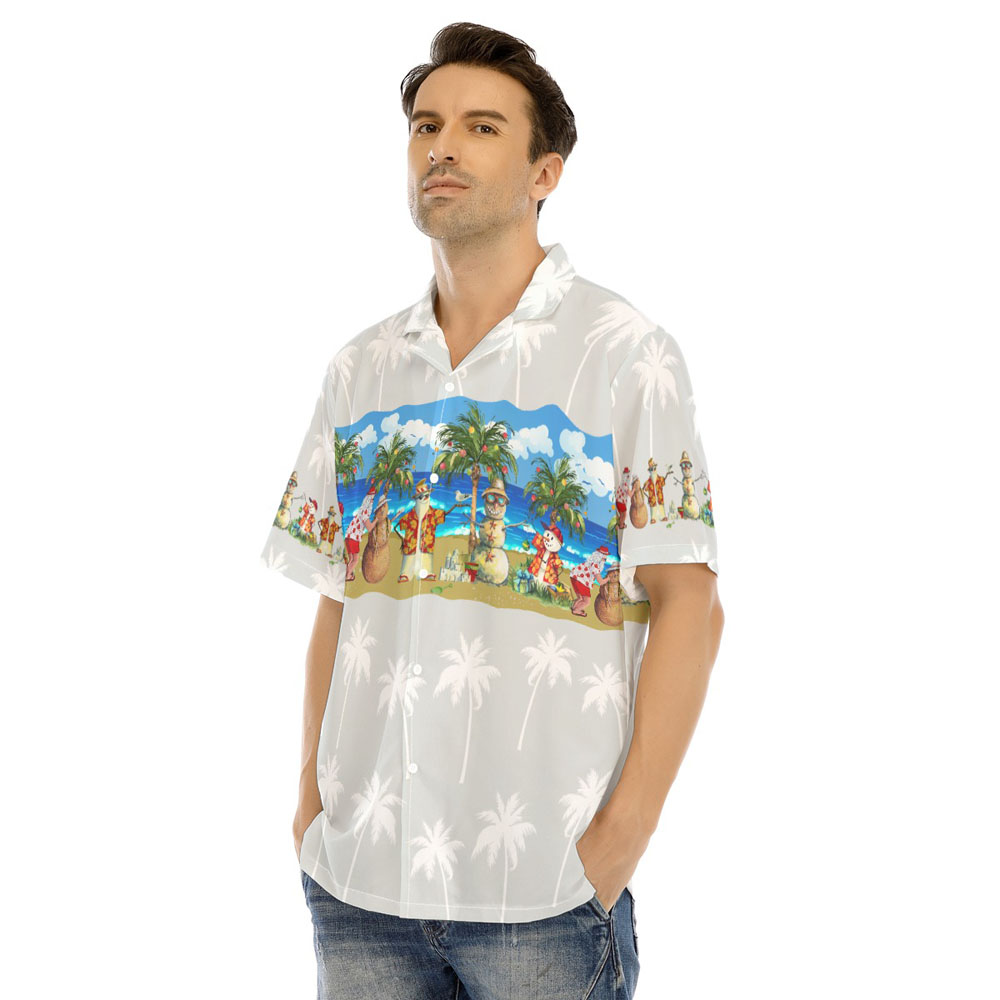 Funny Christmas Snowman Summer Hawaiian Beach Shirt