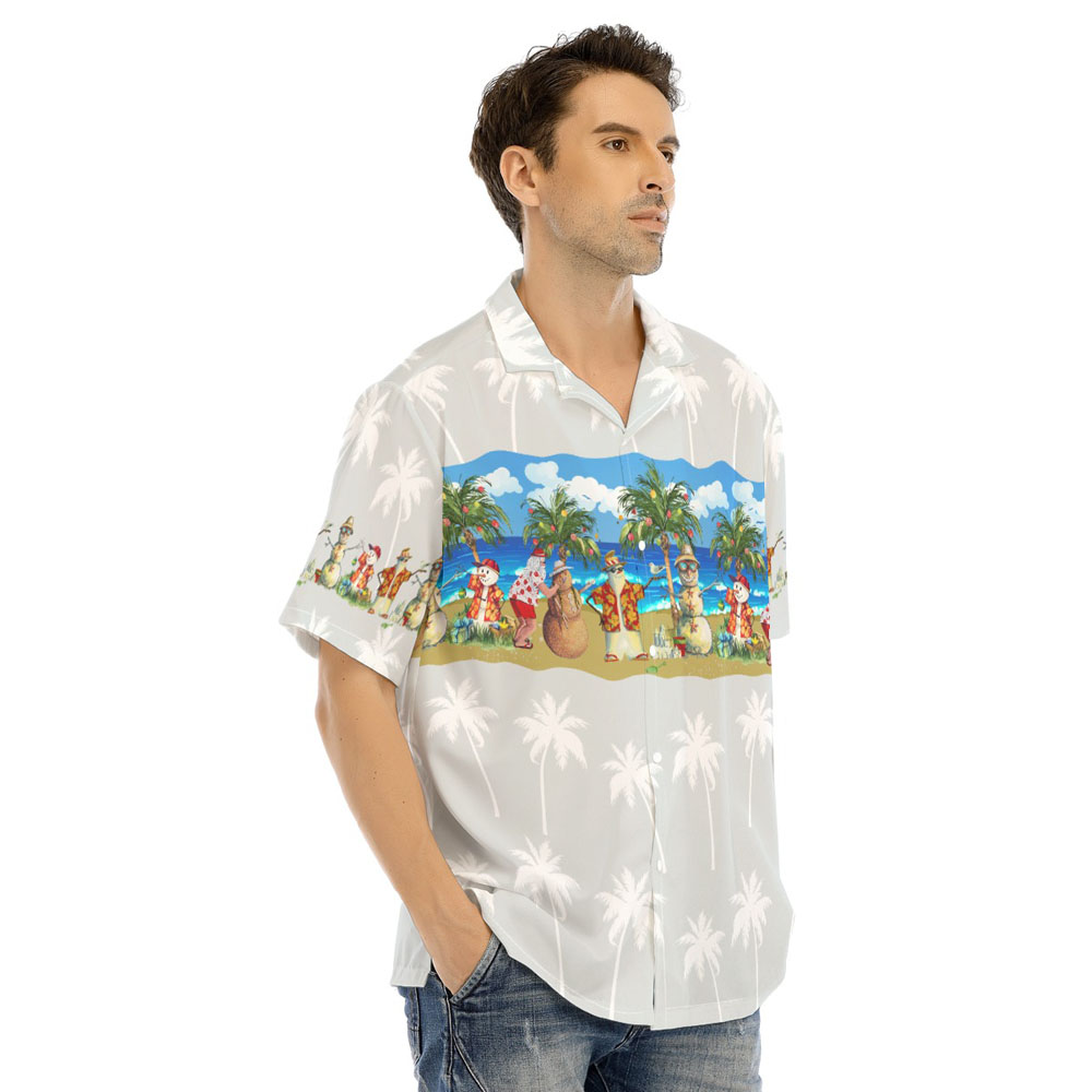 Funny Christmas Snowman Summer Hawaiian Beach Shirt