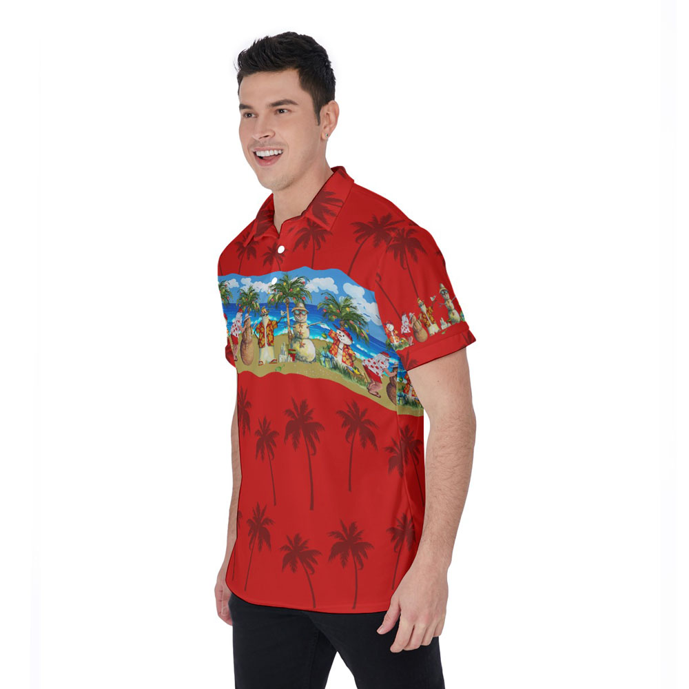 Summer Christmas Snowman Aloha Polo Golf Shirt