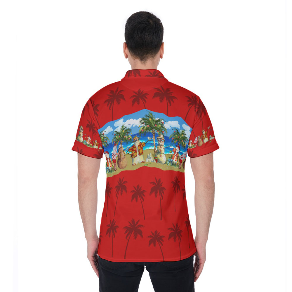 Summer Christmas Snowman Aloha Polo Golf Shirt