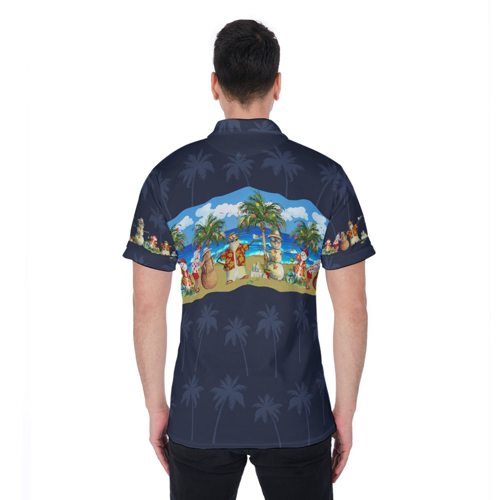 Cute Vintage Snowman Christmas Summer Beach Hawaiian Polo Shirt