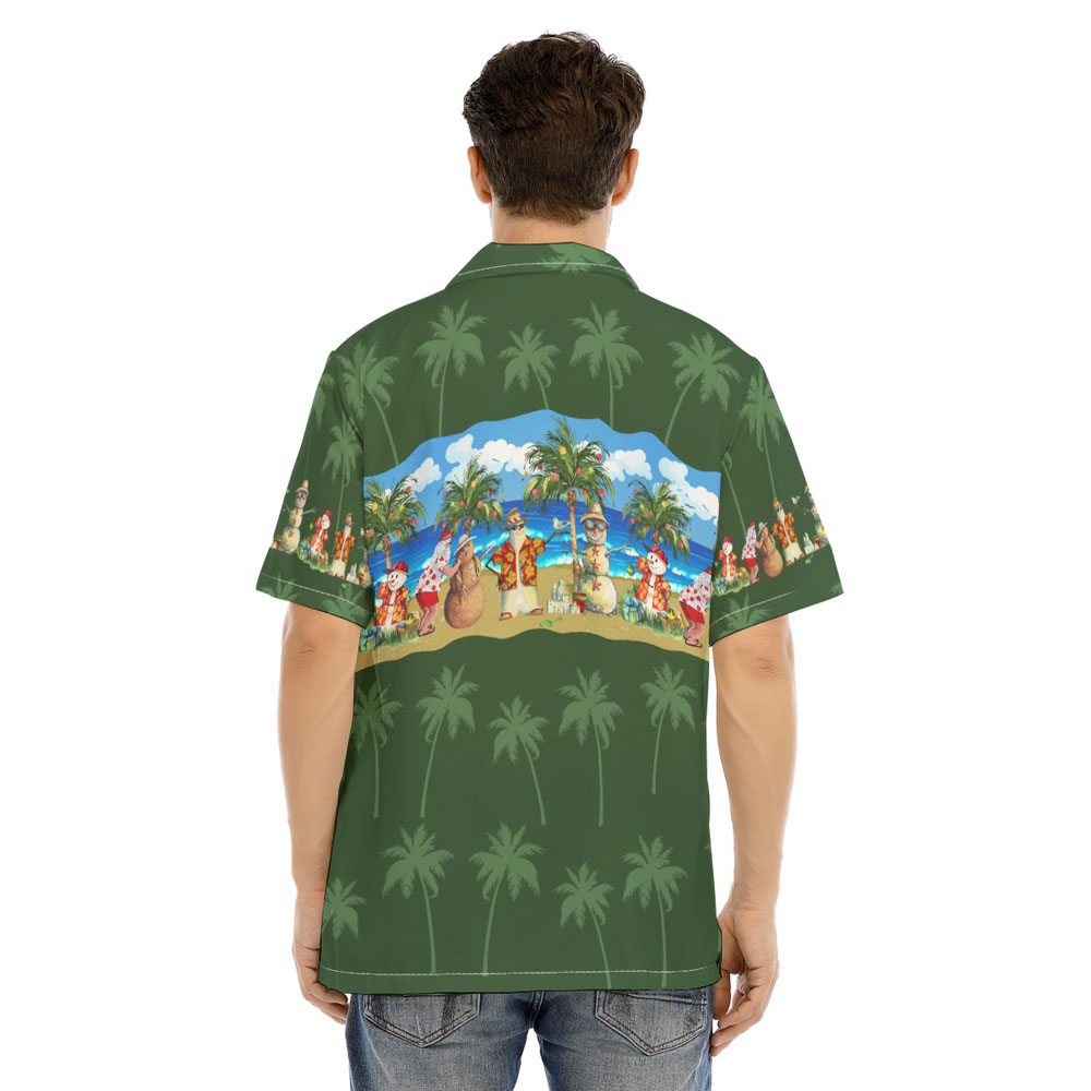 Tropical Summer Christmas Snowman Hawaiian Beach Shirt