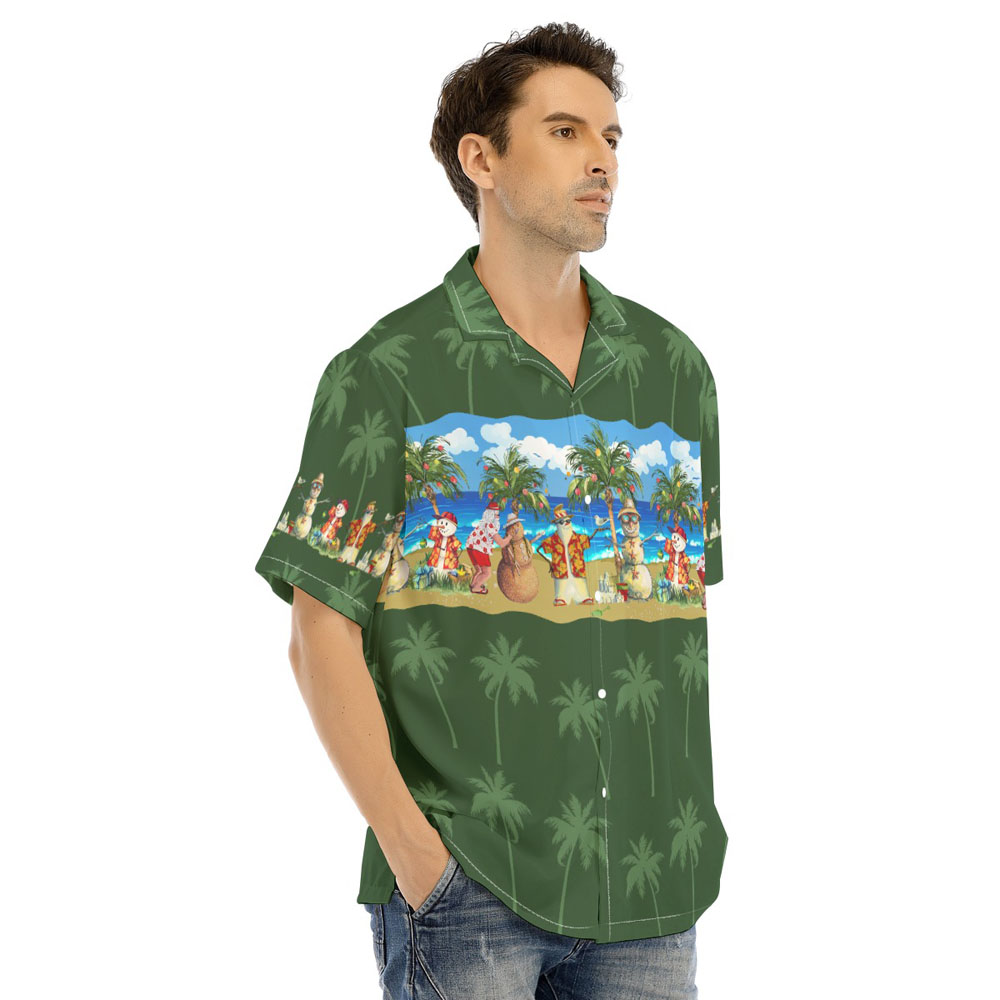 Tropical Summer Christmas Snowman Hawaiian Beach Shirt