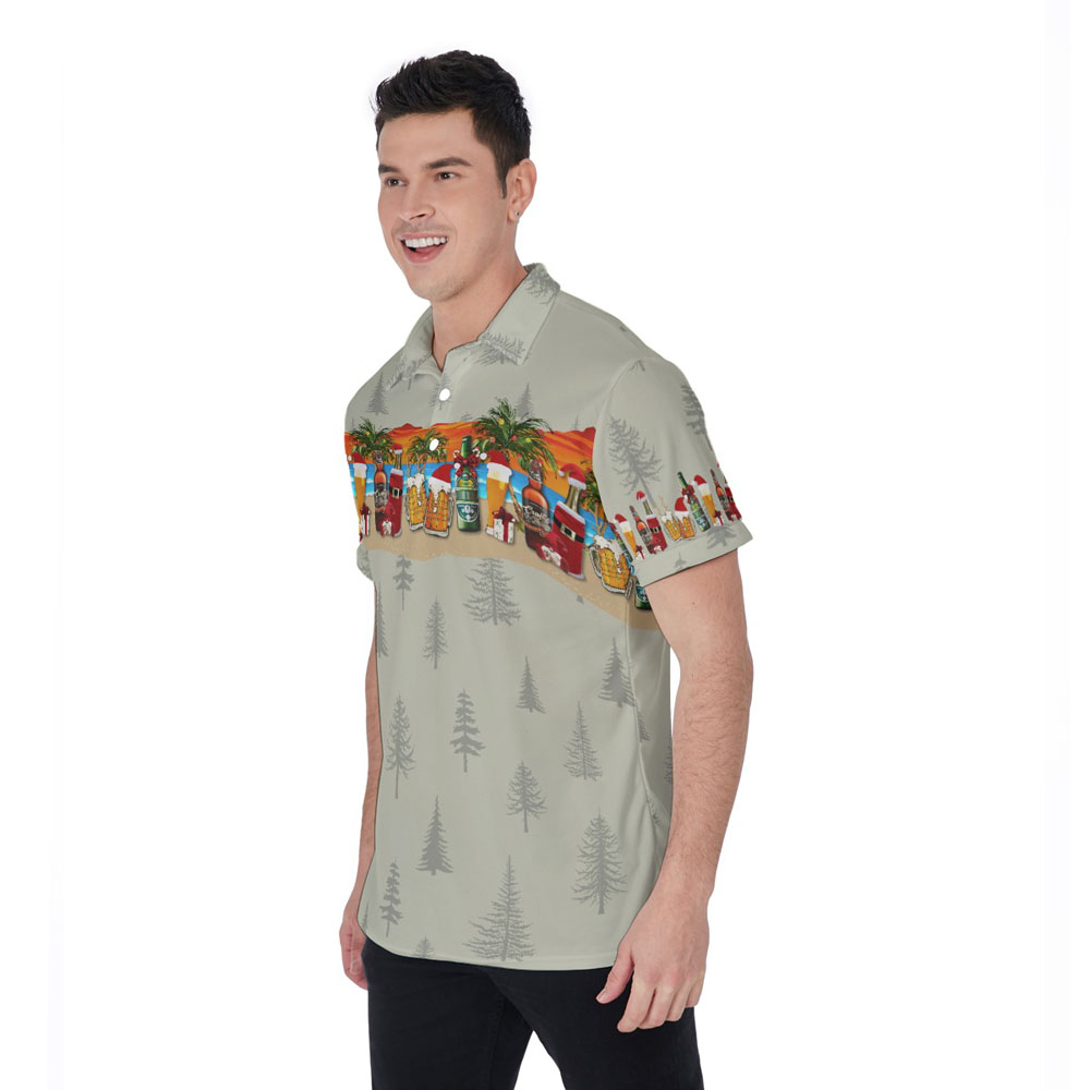 Funny Christmas Beers Tropical Aloha Polo Shirt