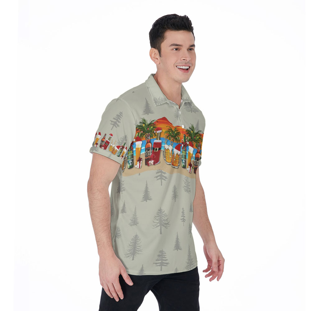 Funny Christmas Beers Tropical Aloha Polo Shirt