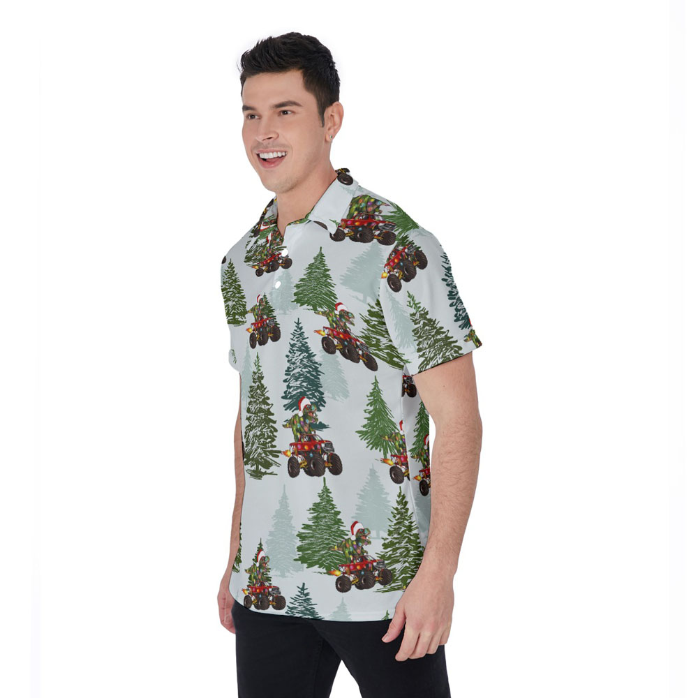 Funny Dinosaur Riding Motorbike Christmas Tree Polo Golf Shirt