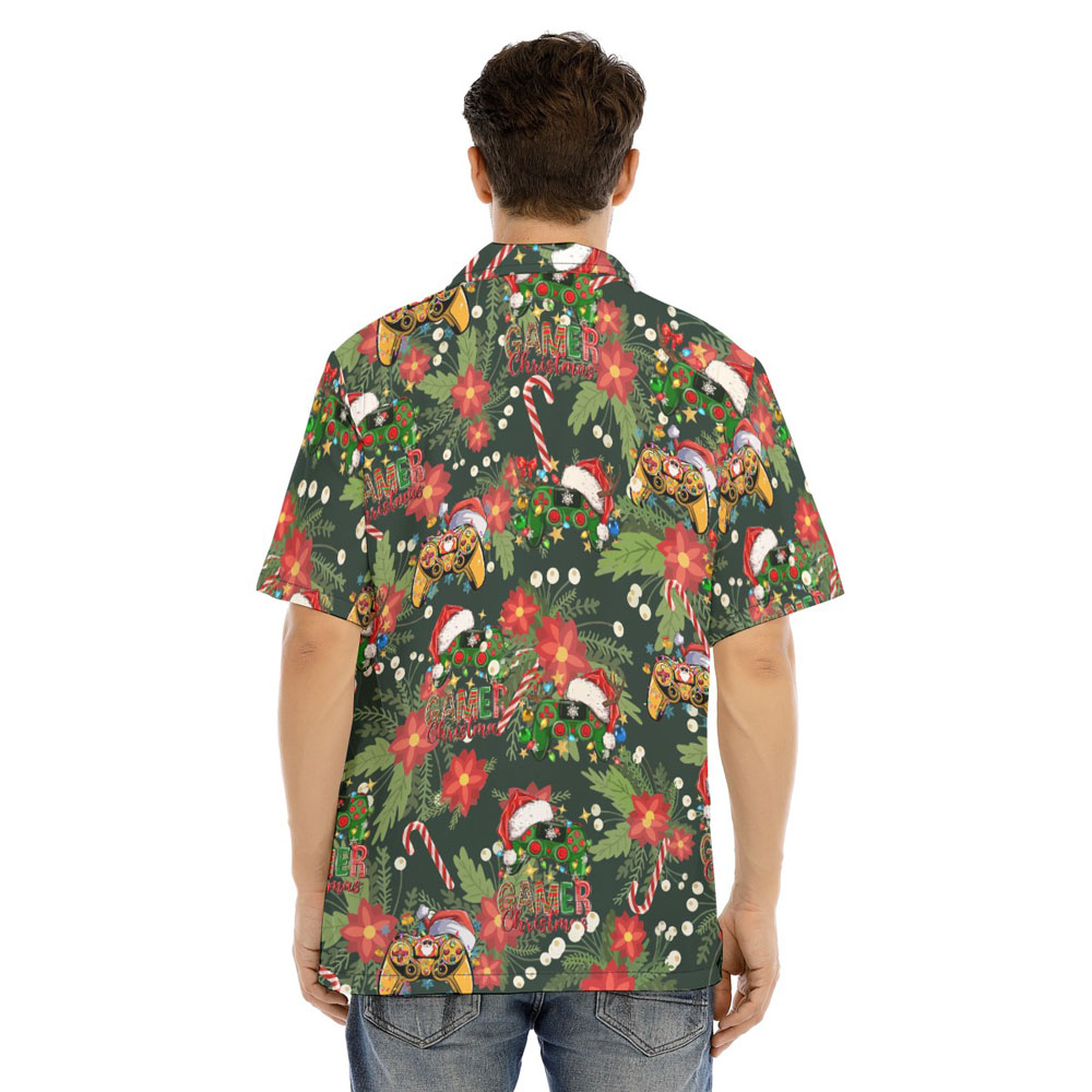 Funny Game Controller Christmas Floral Hawaiian Shirt