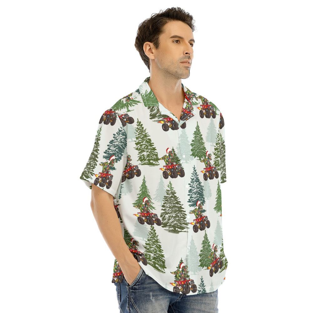 Funny Dinosaur Riding Motor Christmas Trees Hawaiian Shirt