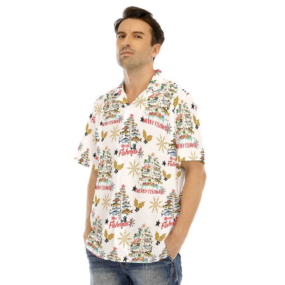Funny Christmas Trees Fishing Hawaiian Shirt