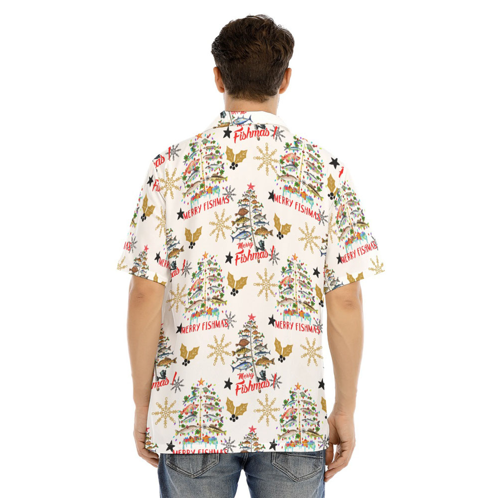 Funny Christmas Trees Fishing Hawaiian Shirt