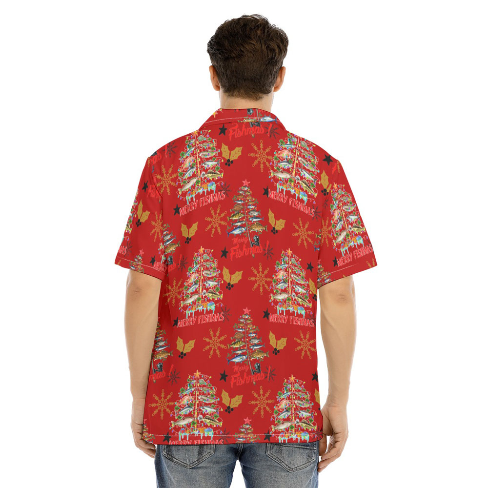 Funny Merry Fishmas Christmas Red Hawaiian Shirt
