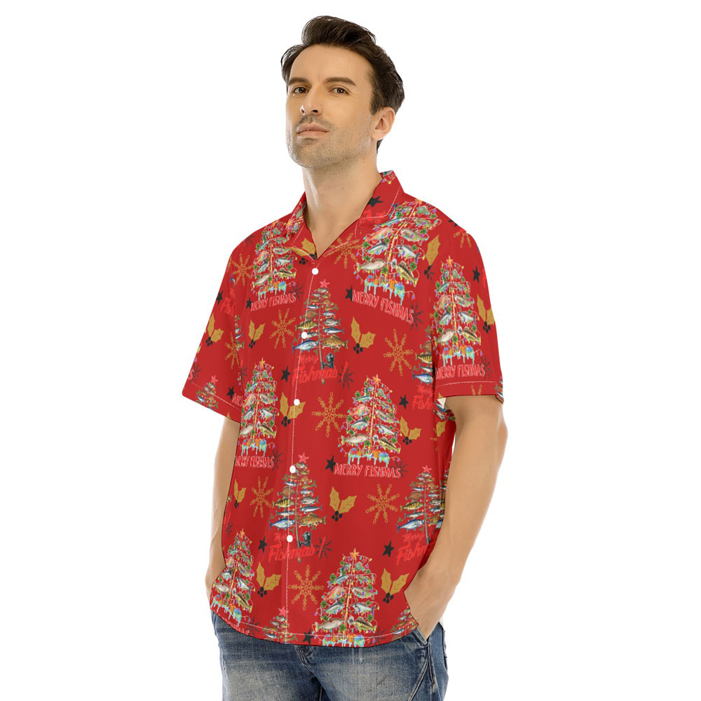 Funny Merry Fishmas Christmas Red Hawaiian Shirt