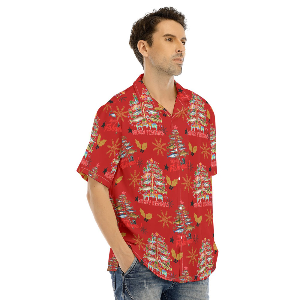 Funny Merry Fishmas Christmas Red Hawaiian Shirt