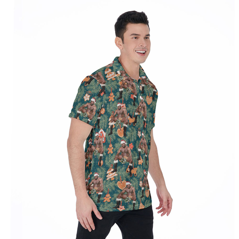 Christmas Barry Wood Gingerbread Hawaiian Polo Golf Shirt For Men