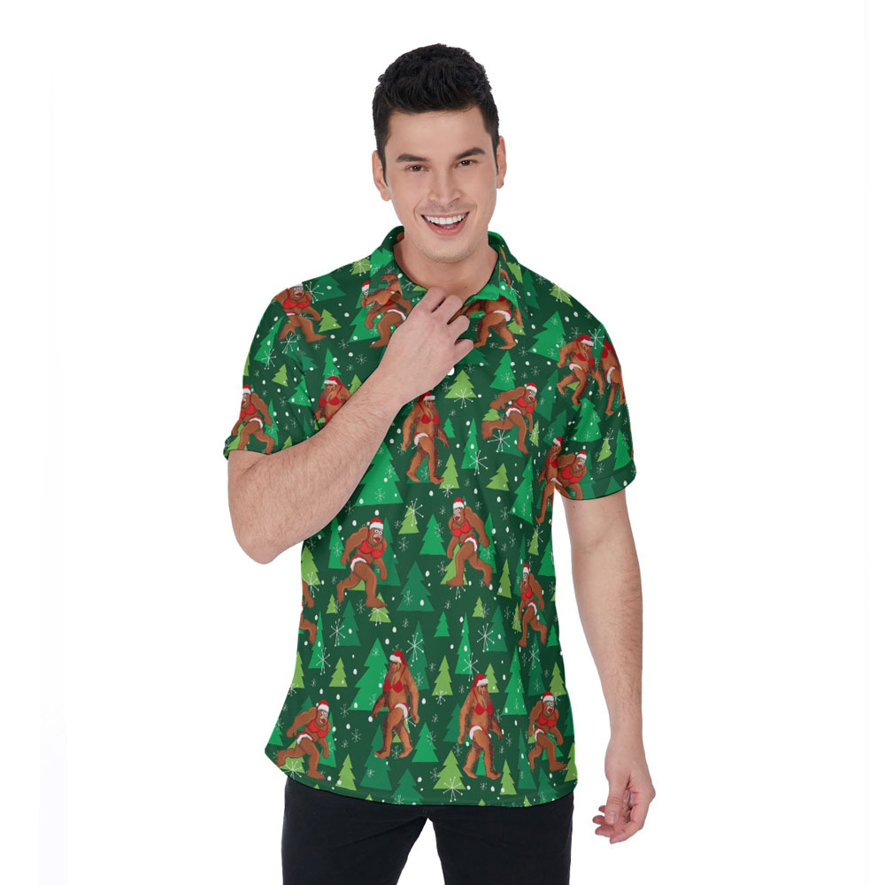 Funny Sexy Bigfoot Bikini Christmas Hawaiian Polo Shirt - variant image 1