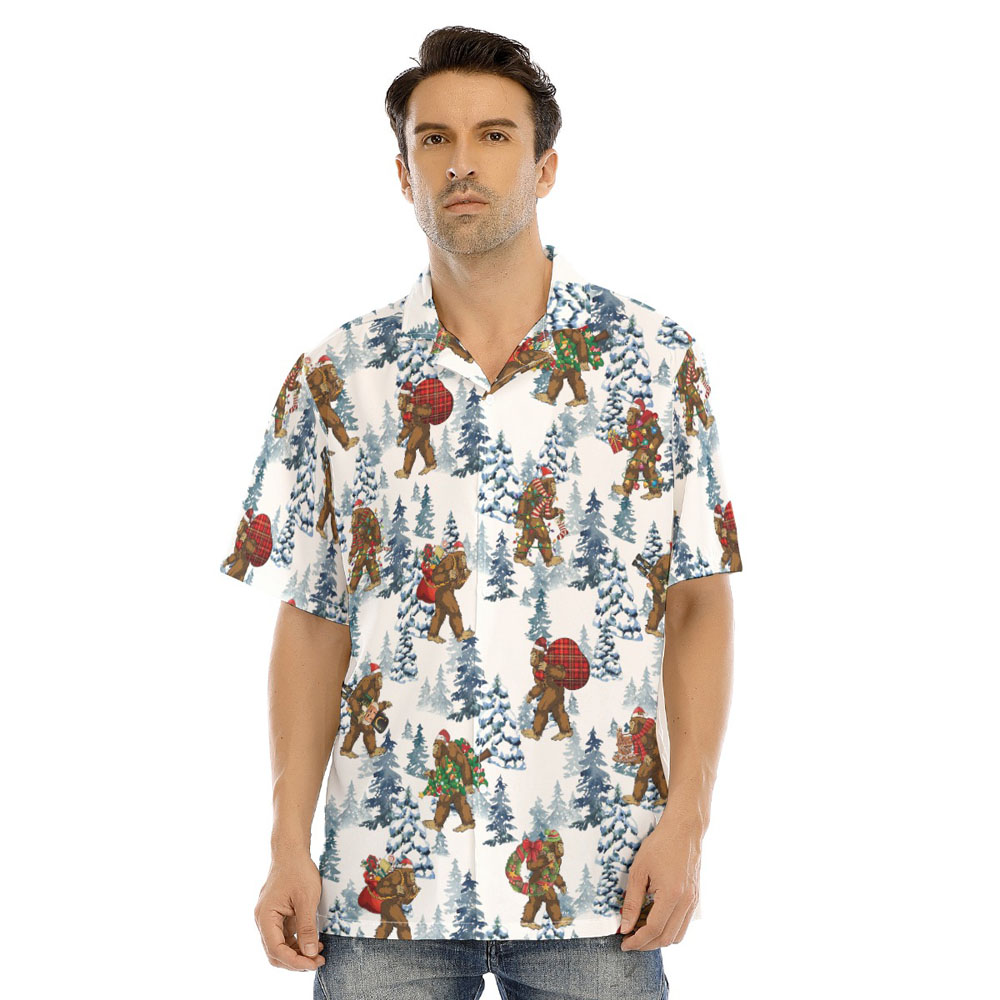 Funny Christmas Bigfoot Snow White Hawaiian Shirt - variant image 1