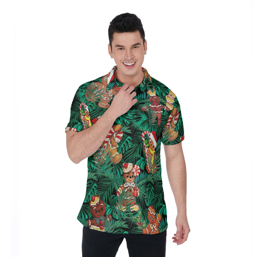 Christmas Gingerbread Tropical Hawaiian Polo Shirt For Men - variant image 1