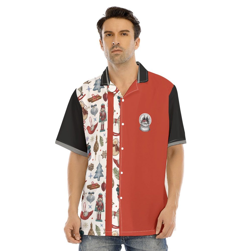 Christmas Button Up Hawaiian Red Shirt For Men - variant image 1
