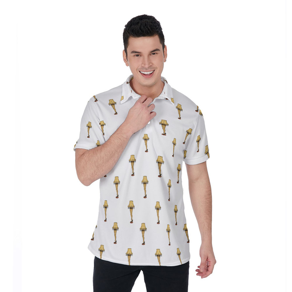 Funny Christmas Leg Lamp Hawaiian Polo Golf Shirt - variant image 1