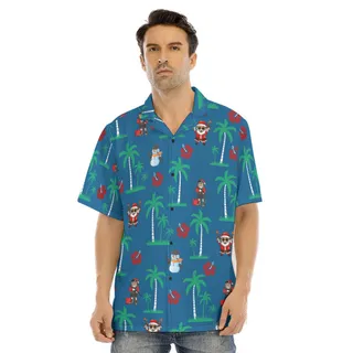 Cool Tactical Santa Claus Snowman Navy Hawaiian Shirt