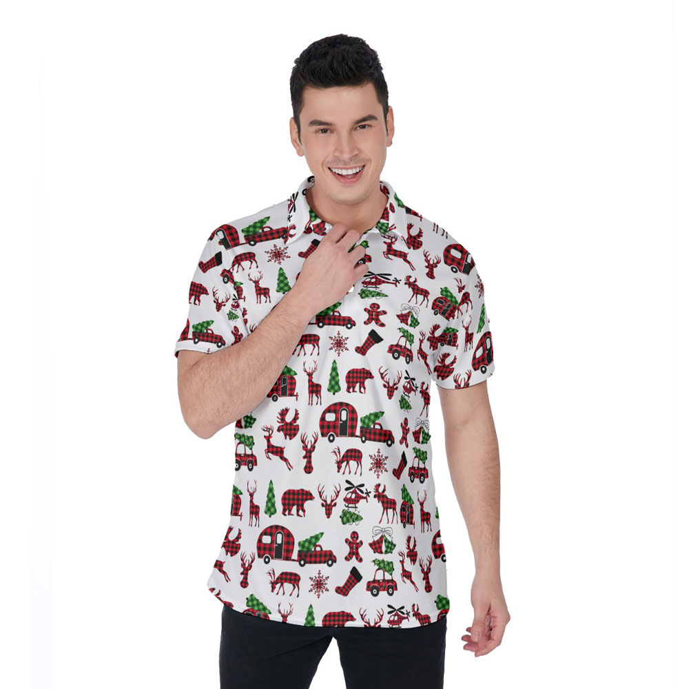 Christmas Buffalo Plaid Hawaiian Polo Golf Shirt - variant image 1