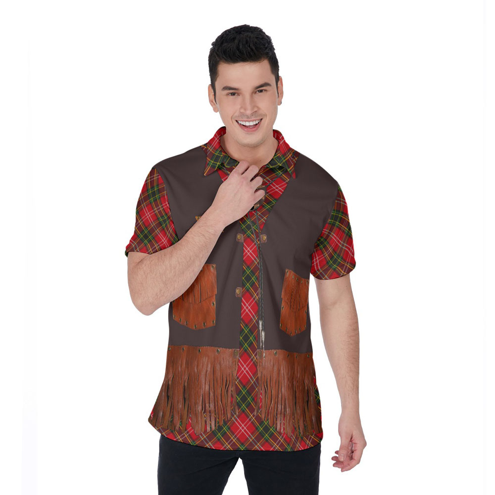 Vintage Christmas Santa Cowboy Hawaiian Polo Shirt - variant image 1