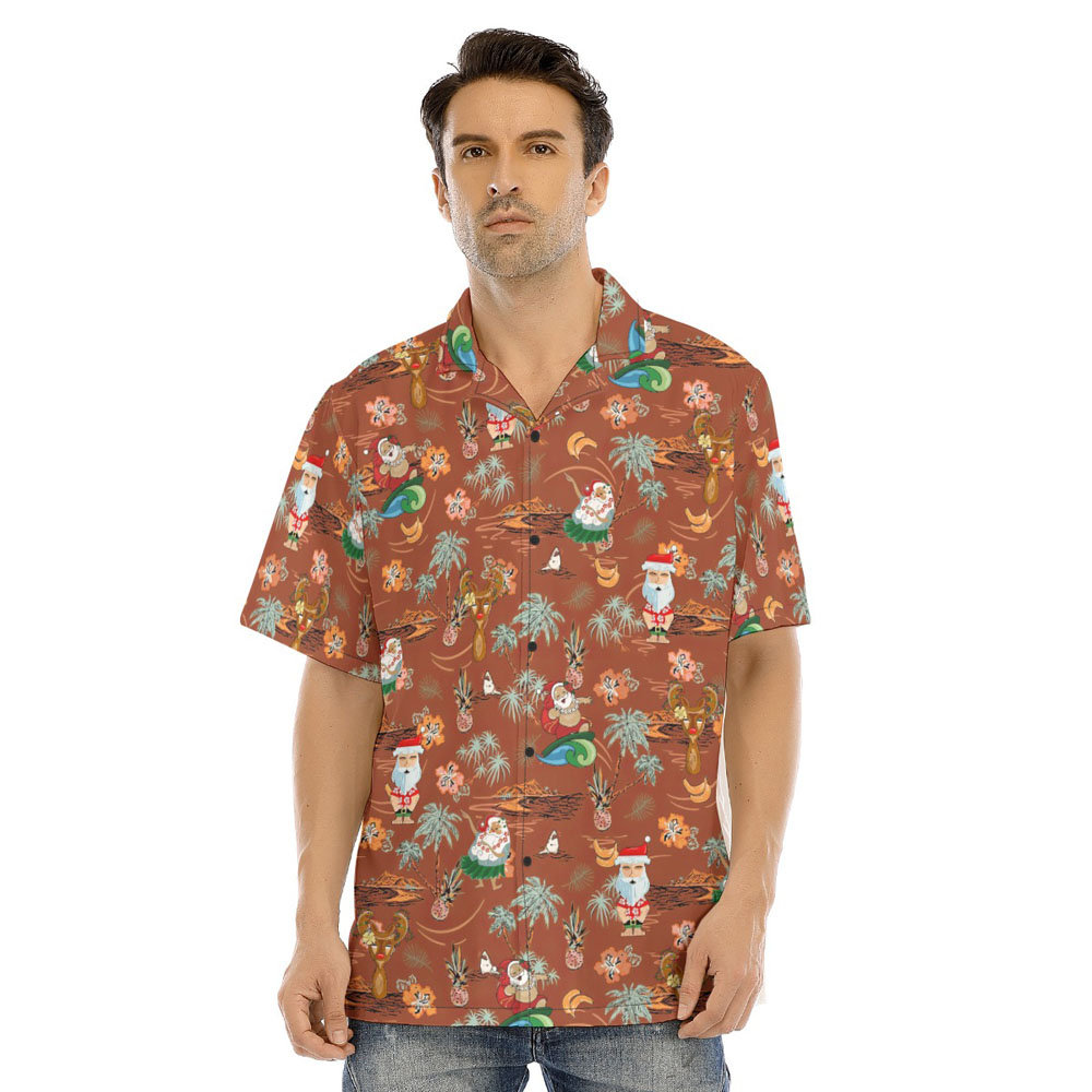 Aloha Santa Claus Tropical Vintage Style Christmas Hawaiian Shirt - variant image 1