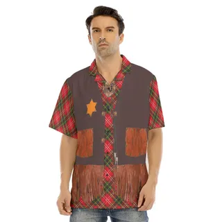 Christmas Santa Cowboy Vintage Style Hawaiian Shirt