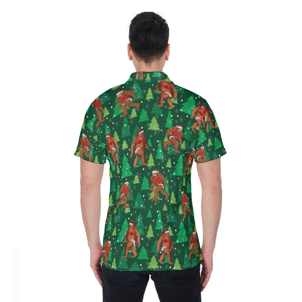 Funny Sexy Bigfoot Bikini Christmas Hawaiian Polo Shirt