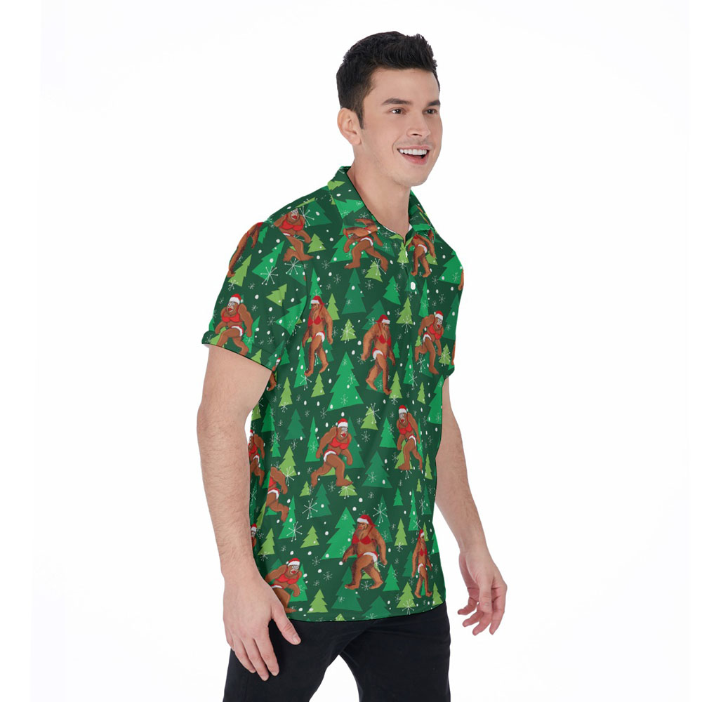 Funny Sexy Bigfoot Bikini Christmas Hawaiian Polo Shirt