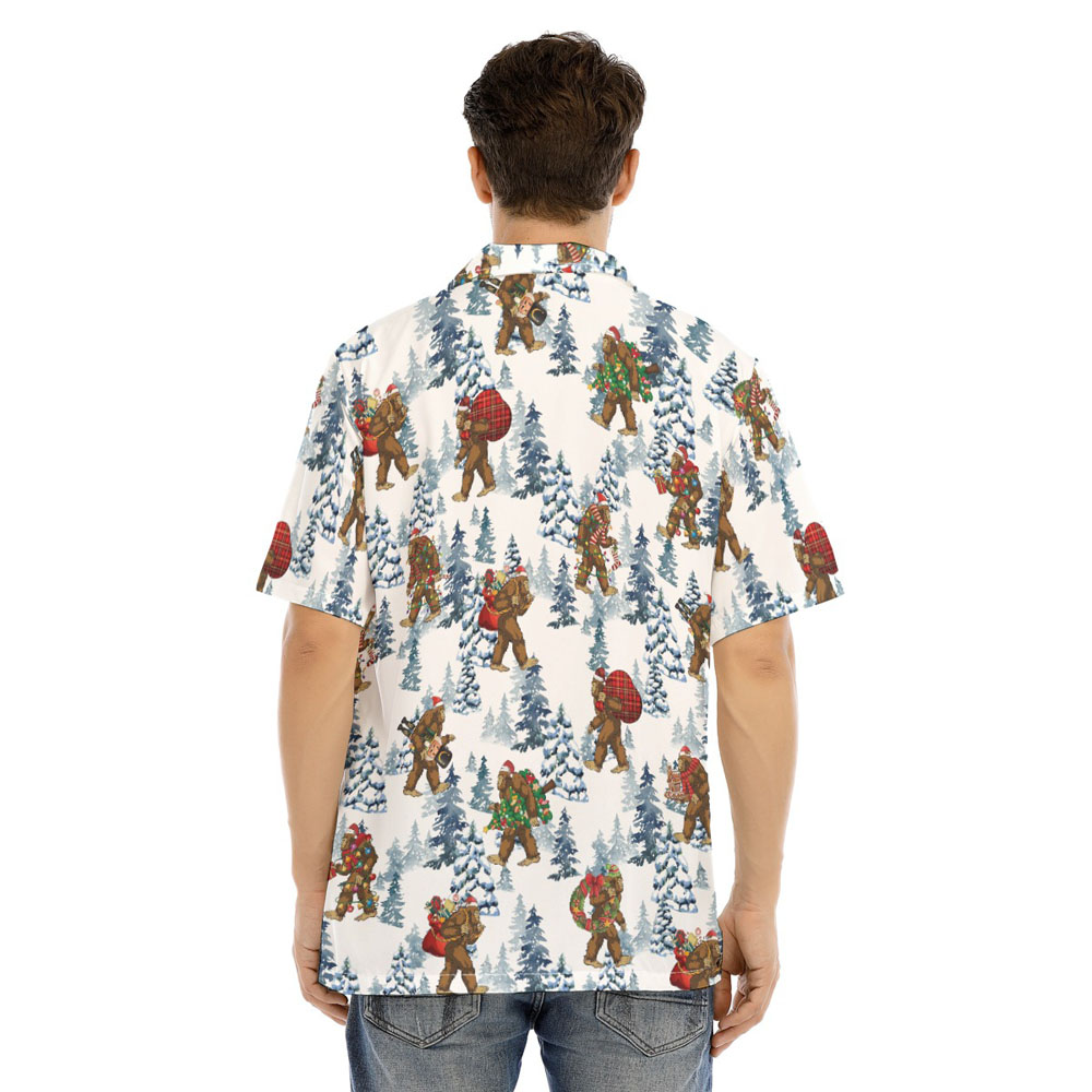 Funny Christmas Bigfoot Snow White Hawaiian Shirt