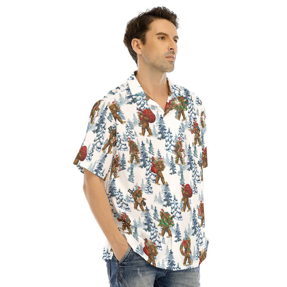 Funny Christmas Bigfoot Snow White Hawaiian Shirt