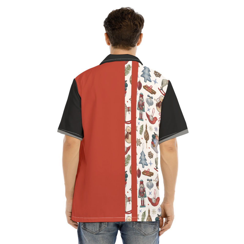 Christmas Button Up Hawaiian Red Shirt For Men
