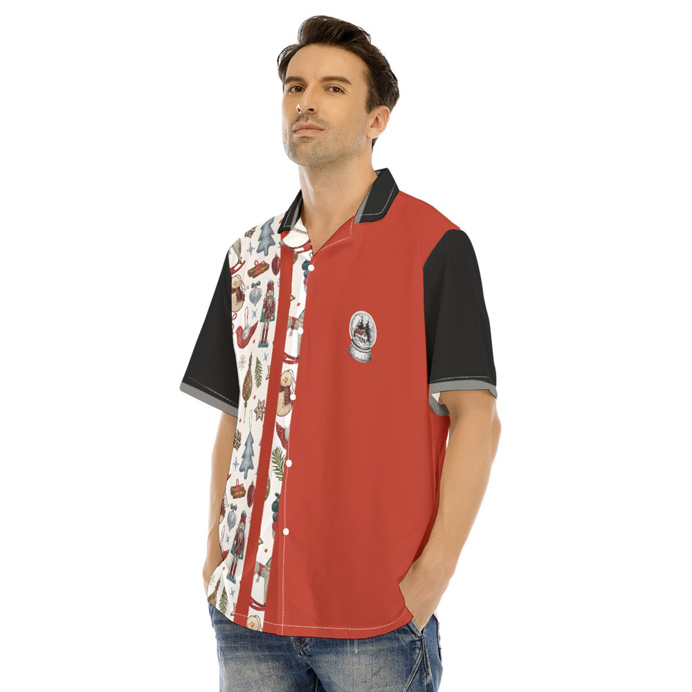 Christmas Button Up Hawaiian Red Shirt For Men