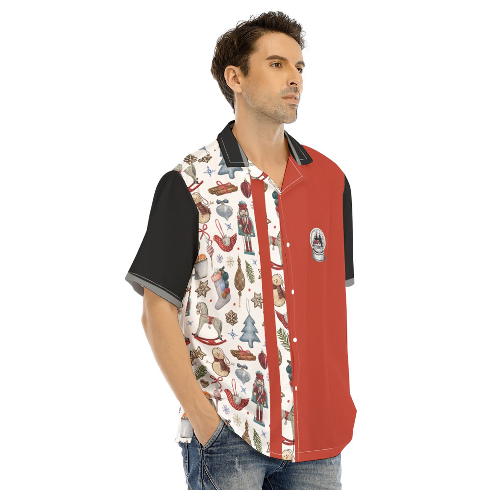 Christmas Button Up Hawaiian Red Shirt For Men