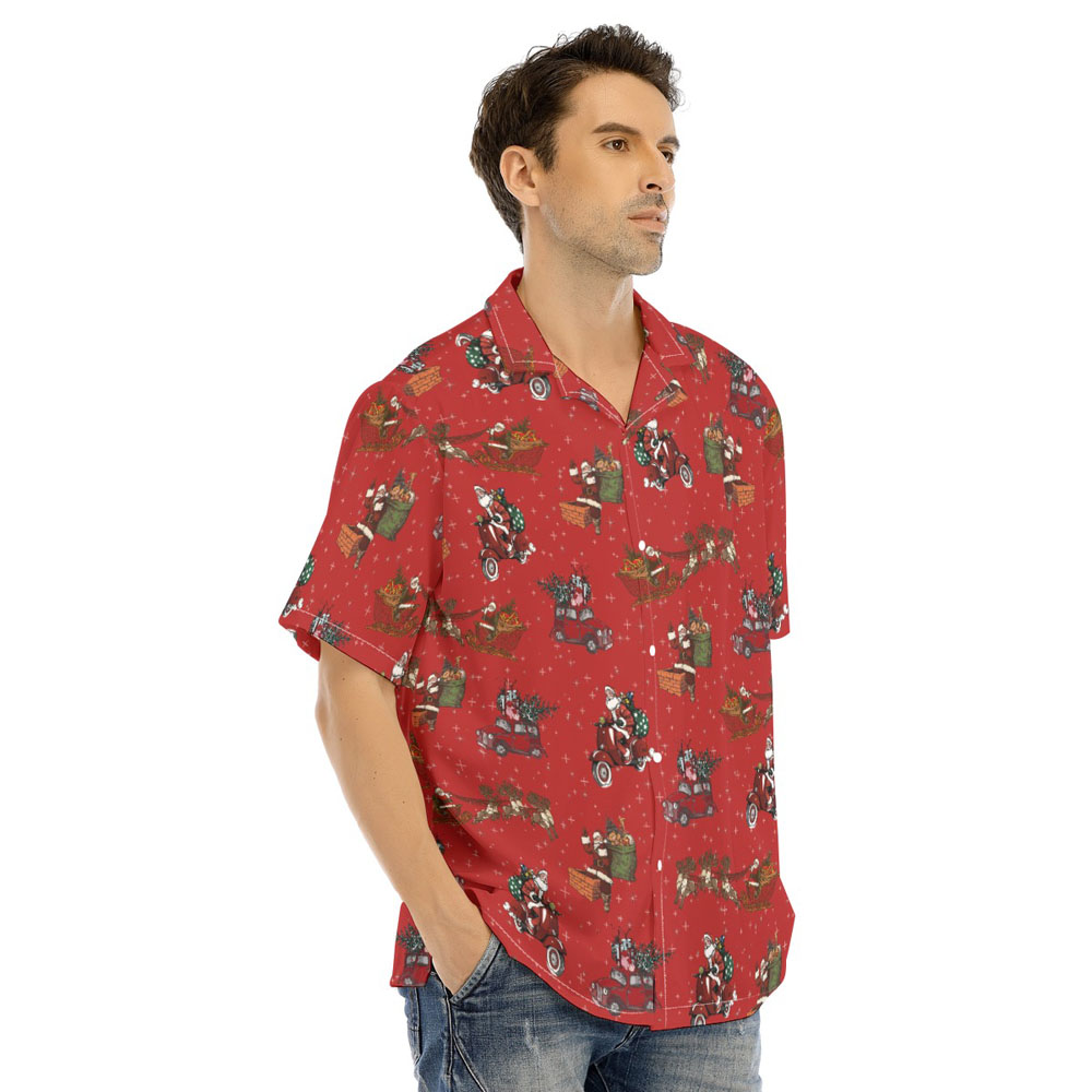 Christmas Santa Claus Vintage Style Red Hawaiian Shirt