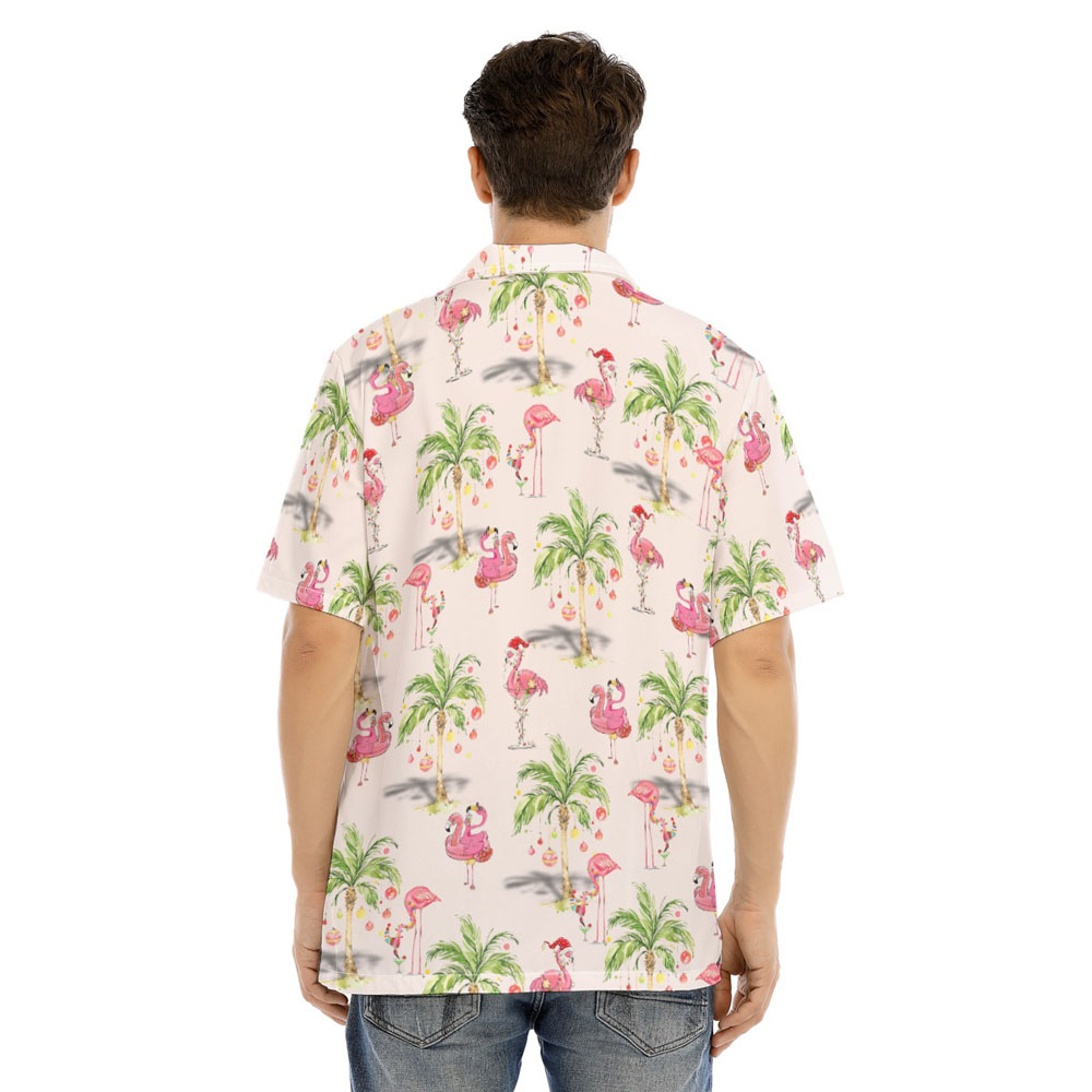 Christmas Flamingo Palm Tree Hawaiian Shirt