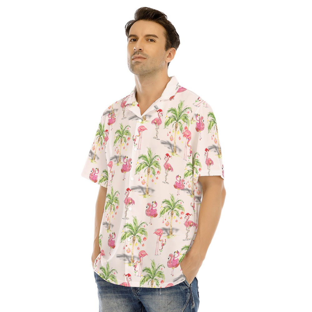 Christmas Flamingo Palm Tree Hawaiian Shirt