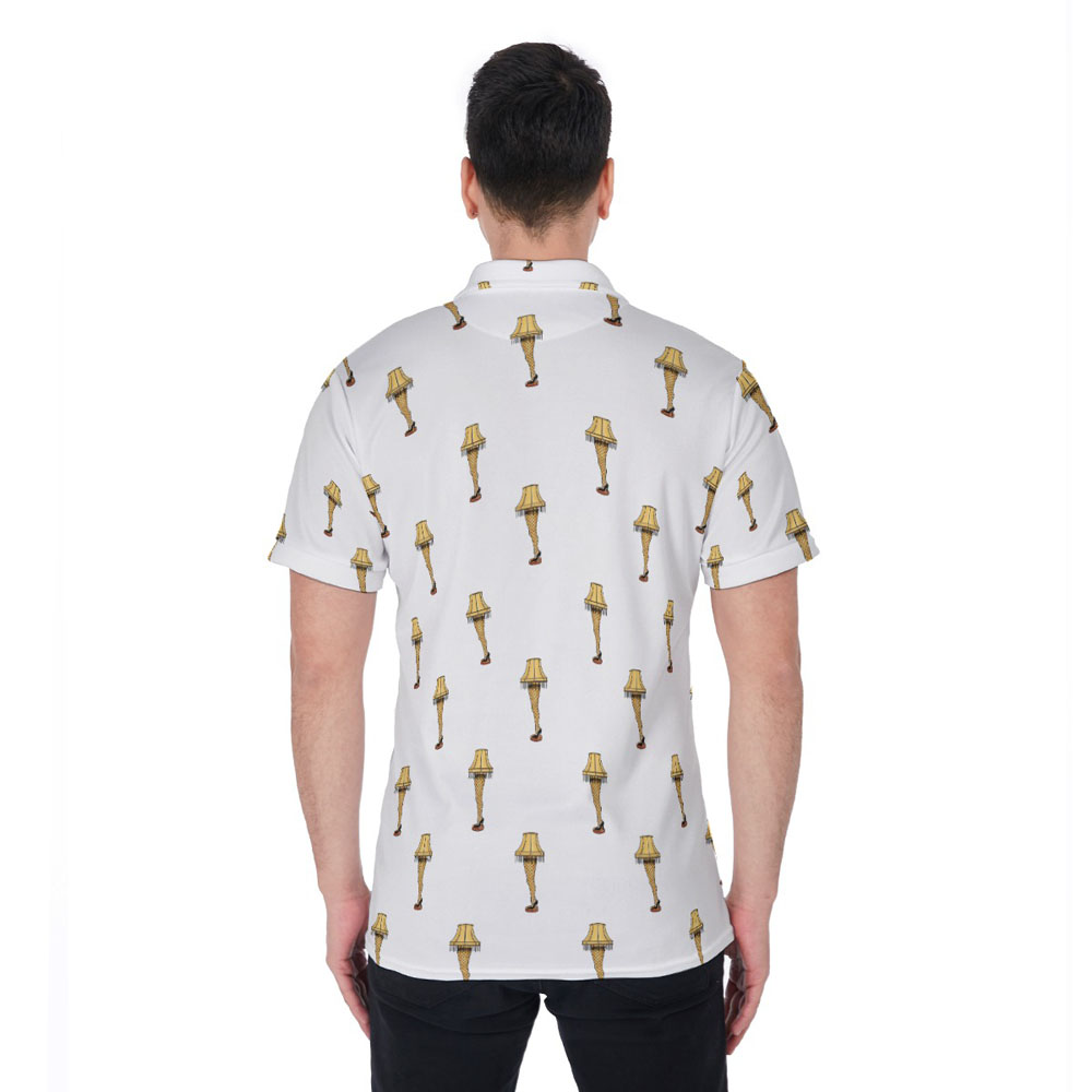 Funny Christmas Leg Lamp Hawaiian Polo Golf Shirt